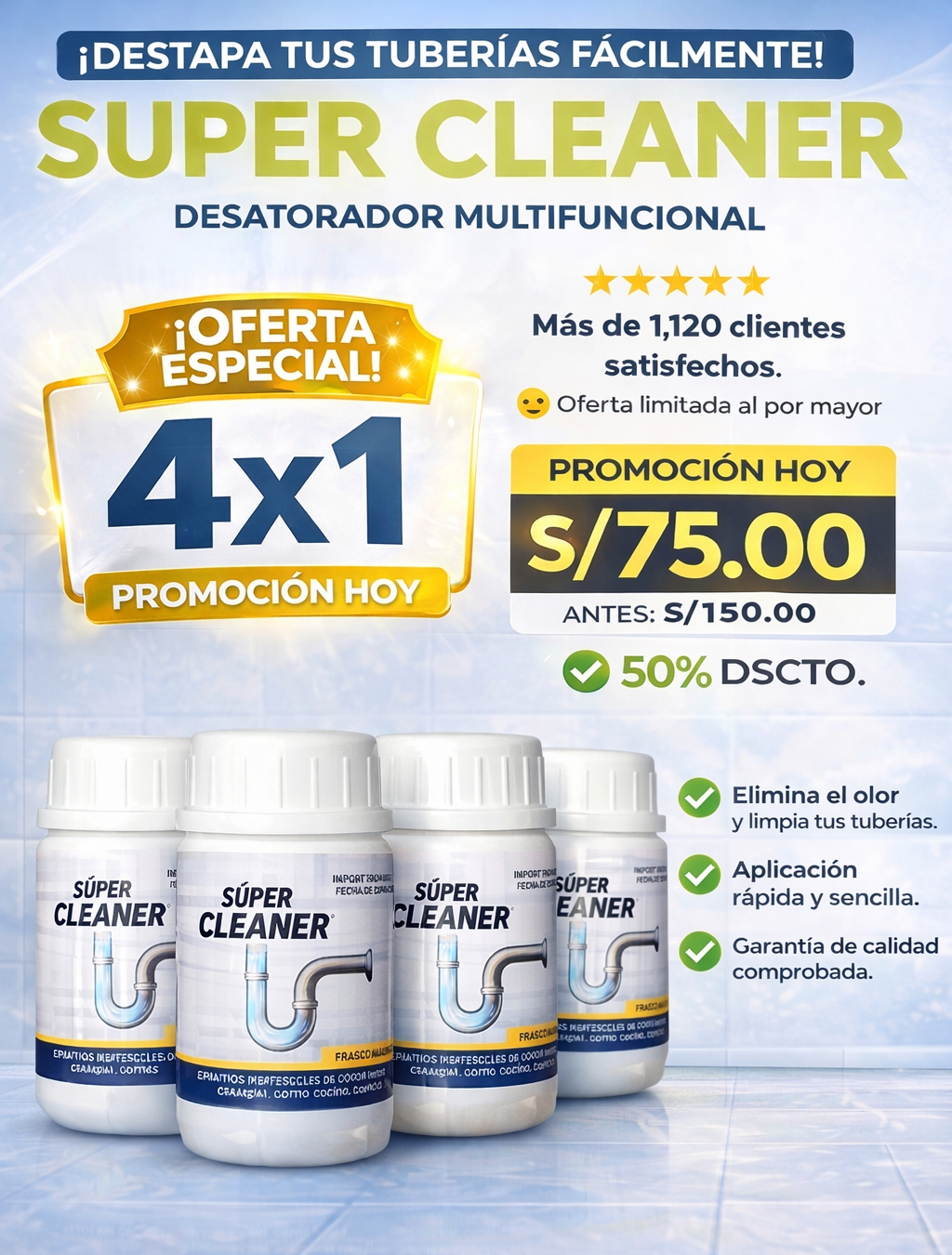 DESATORADOR EN POLVO PARA TUBERIAS